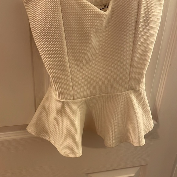White Peplum Tank Top Small - Picture 2 of 5